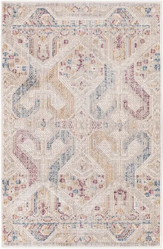 Vista 3 de Unique Loom Deepa Collection - Alfombra de área - Congruence (rectangular 2' 0" x 3' 0", marfil/borgoña)