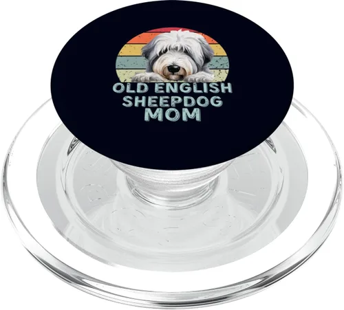 Vista 7 de Antiguo perro pastor inglés perro mamá retro vintage amantes de los perros PopSockets intercambiables PopGrip