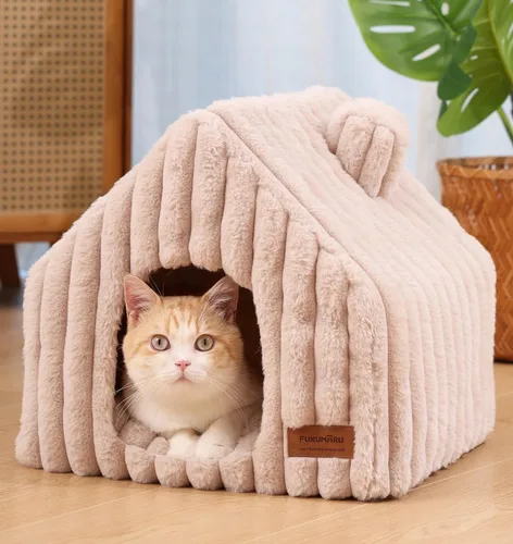 Vista 11 de FUKUMARU - Cama para gatos, cama para perros cubierta lavable cerrada con marco de soporte