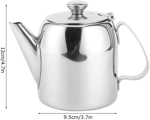 Vista 3 de Tetera de acero inoxidable de 0,5 L, tetera de acero inoxidable, tetera de té, tetera de acero inoxidable, boquilla corta fría para restaurantes