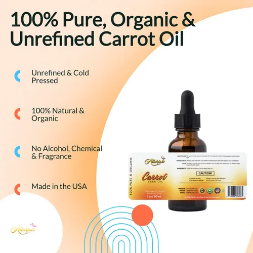 Vista 5 de Allurials Aceite de semilla de zanahoria – 100% puro y orgánico, sin refinar, prensado en frío, todo natural, aceite de zanahoria – Daucus Carota