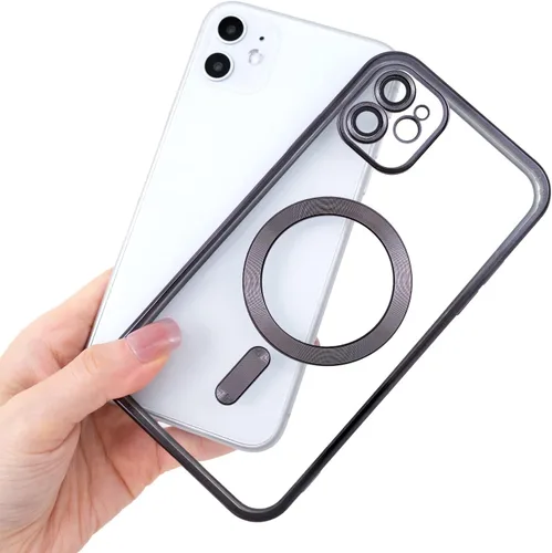 Vista 7 de Matallic - Funda transparente brillante para iPhone 11, compatible con Magsafe con protección completa de cámara chapada