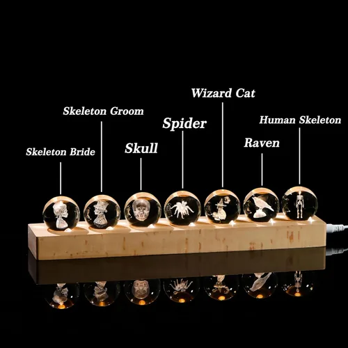 Vista 3 de Qianwei Bola de cristal 3D, decoración gótica de Halloween con base de lámpara LED, el mejor regalo de cumpleaños para hombres, profesores, niños