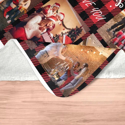 Vista 7 de Mantas personalizadas de Feliz Navidad, regalos personalizados con tus propias fotos, manta de fotos personalizada para mamá, papá, abuela, abuelo