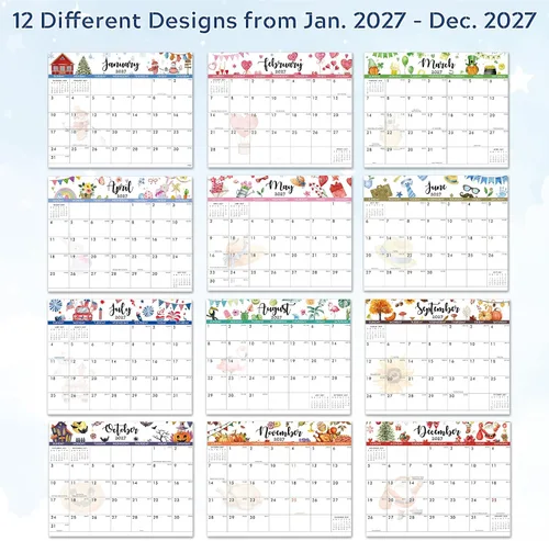 Vista 4 de Calendario magnético 2027, calendario de pared 2027, 8 x 10 pulgadas