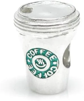 Vista 2 de Brazaletes de plata fina de taza de Green Coffee con elegancia europea.
