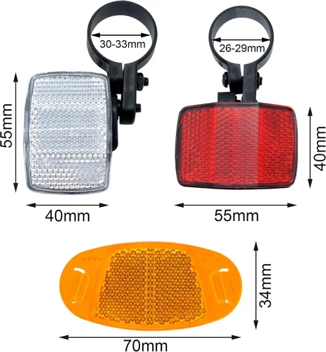Vista 5 de 6 Reflectores de bicicleta, soporte reflector delantero y trasero, accesorios de reflector de radios de rueda de bicicleta para manillar y poste