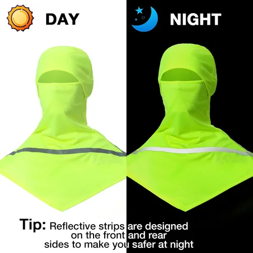 Vista 5 de Pasamontañas de verano de 4 piezas, protección solar, pasamontañas de cara completa con tira reflectante, refrescante, transpirable, cubre cuello