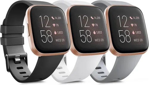 Vista 12 de PAQUETE DE 3 Bandas de Silicona Suave Compatibles con Fitbit Versa Bandas Deportivas Ajustables para Mujeres y Hombres Tallas Pequeña y Grande