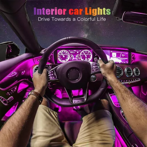 Vista 3 de Luces LED para coche, luces inteligentes para interior del coche con control por aplicación, luces de atmósfera para coche, luces LED interiores