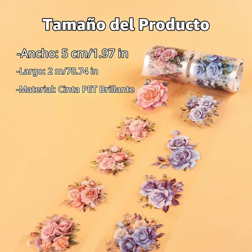 Vista 2 de Cinta Washi, cintas de PET para álbumes de recortes (azul y rosa)