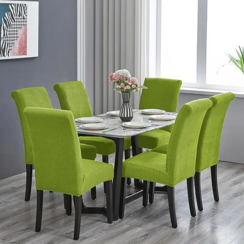 Vista 2 de Juego de 2 fundas para sillas de comedor, fundas elásticas para sillas de comedor, fundas para sillas de cocina de jacquard texturizadas, decoración