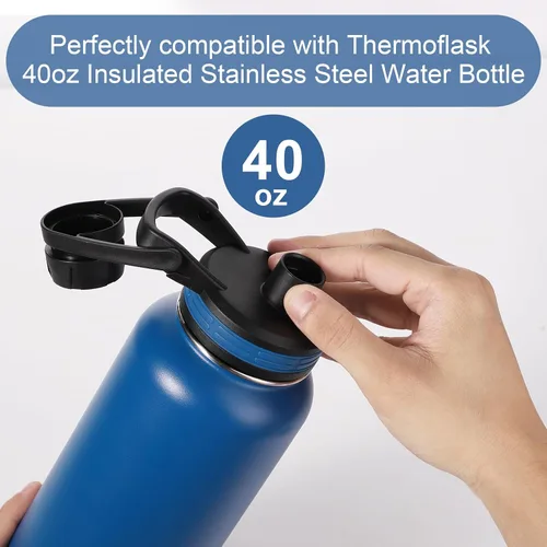 Vista 3 de Paquete de 8 piezas de junta de sellado de botella de repuesto para botella de agua Thermoflask de acero inoxidable aislada de 40 onzas, con 1