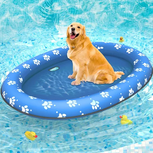 Vista 12 de Pet Soft Balsa flotante para perros – Flotador inflable de natación para perros para el verano (hueso azul)