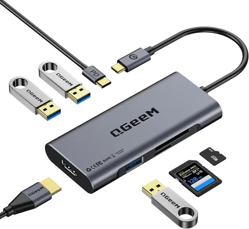 Vista 10 de Hub USB C, estación de acoplamiento para laptop 10 en 1, monitor dual individual 8K y 2x4K @60Hz, adaptador multipuerto tipo C con 2 HDMI, PD100W