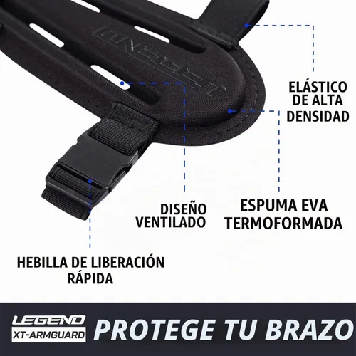 Vista 2 de Legend Armguard XT - Protector de brazo para tiro con arco - Diseño ventilado en espuma EVA termoformada - Protector de antebrazo con cobertura Negro