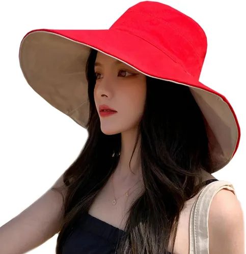 Vista 9 de Sombrero de ala ancha para mujer, de lino y algodón, reversible, ultra a la moda, sombrero de pescador de algodón para viajes, playa, al aire libre