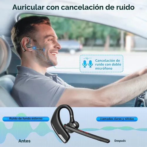 Vista 3 de New Bee Auriculares Bluetooth, auricular Bluetooth con cancelación de ruido