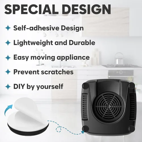 Vista 6 de 8 piezas deslizantes de electrodomésticos para cocina, color negro, autoadhesivos, pequeños electrodomésticos de cocina, fáciles de mover y ahorrar