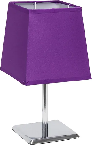Vista 12 de Simple Designs LT2062-GRY - Mini lámpara de mesa de cromo cuadrado con pantalla de tela Empire, gris