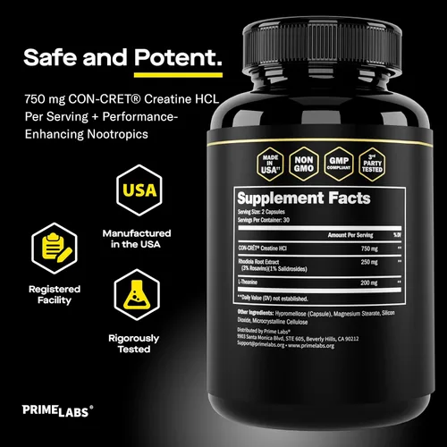 Vista 7 de Prime Labs Cápsulas orgánicas de maca negra (60 ct) + cápsulas de creatina HCl (60 ct)