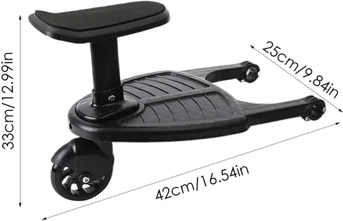 Vista 2 de Rhinoon Tabla de cochecito 2 en 1 con asiento, cómodo pedal de cochecito con ruedas, tabla universal ajustable para cochecitos, se adapta a