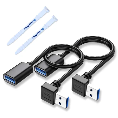 Vista 13 de Cable de extensión USB3.0 en ángulo descendente, cable de extensión USB A hembra a USB-A macho, cable extensor con contactos chapados en oro