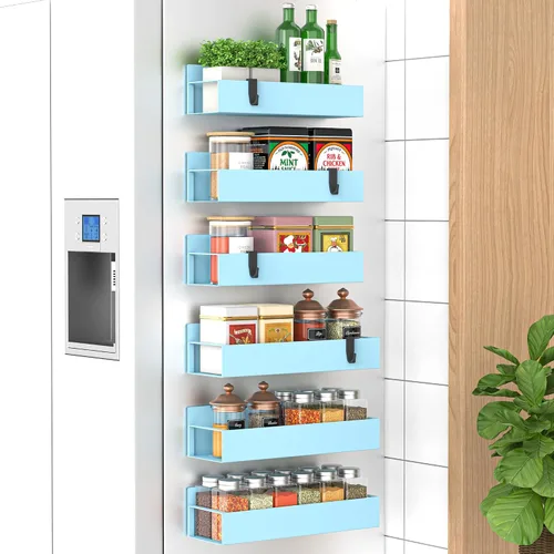 Vista 41 de HuggieGems Paquete de 6 organizadores magnéticos de almacenamiento de especias para refrigerador y horno, organizadores negros para nevera