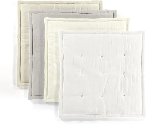 Vista 4 de Lush Decor Alfombra de juego cuadrada para bebé con borde, 36 x 36 pulgadas, marfil