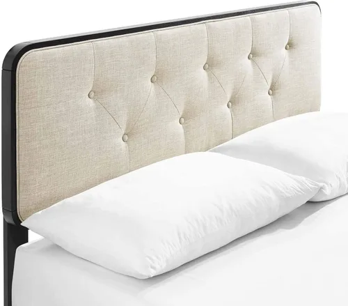 Vista 7 de Modway MOD-6643-BLK-BEI Bridgette - Cama de plataforma de madera con marco angular, color negro y beige