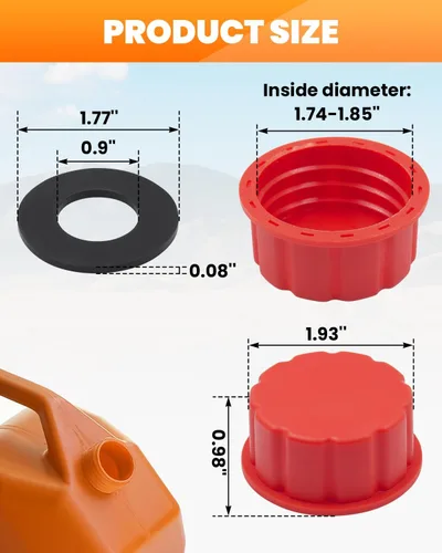 Vista 2 de 4 tapas para latas de gasolina, tapa de gas de rosca gruesa de 5 galones para gasolina, tapa de tanque de gas de plástico y metal, cubierta portátil