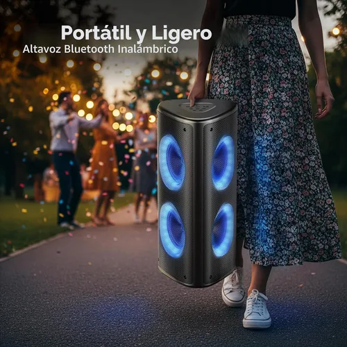 Vista 7 de Fisher Altavoces Bluetooth portátiles, altavoces estéreo, sistema inalámbrico Bluetooth, triángulo cuádruple de 6.5 pulgadas, doble potencia máxima