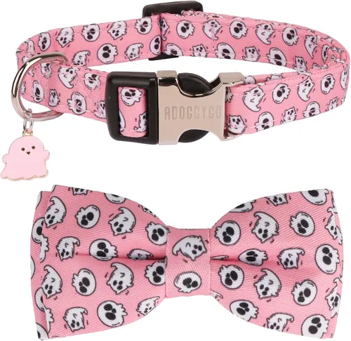 Vista 11 de ADOGGYGO Collar de perro floral con lazo, hebilla de metal, collar ajustable con lazo floral de rosa roja para perros extra pequeños (XS)