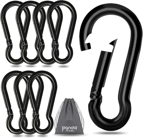 Vista 9 de Pixel Panda Accesorios de fitness, 3.1 pulgadas de carga de mosquetón de 800 libras, paquete de 4 y 2 accesorios de cable de mango D