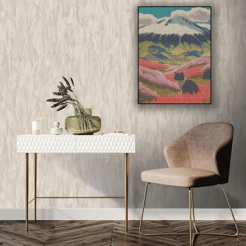 Vista 7 de CoHraeu Kit de pintura de diamantes para gatos, kits de arte de diamantes de paisaje para adultos, gato con diamantes redondos para regalo