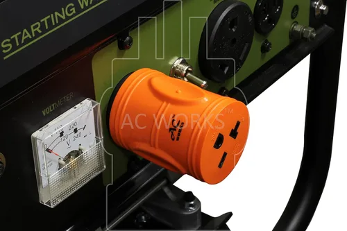 Vista 6 de AC WORKS Enchufe de bloqueo de 4 clavijas L14-30P de 30 amperios a conector hembra NEMA 6-20R de 250 voltios (compacto)