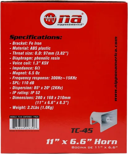 Vista 4 de Nippon America Bocina de alimentación TC-45 de 80 vatios (paquete de 2)..