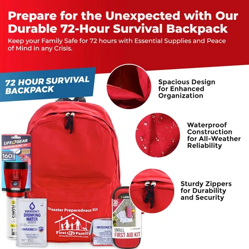 Vista 3 de First My Family Bolsa de evacuación de emergencia de 72 horas para 1 persona, kit de supervivencia todo en uno para la familia. Prepárate