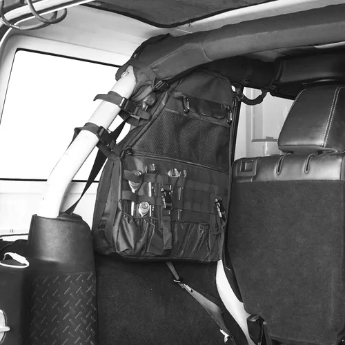 Vista 2 de Hooke Road Bolsas de almacenamiento con barra antivuelco, organizador para Jeep Wrangler TJ & JK y JL Unlimited 1997-2026 de 4 puertas, par