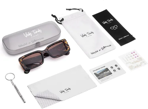 Vista 7 de Veda Tinda Vision Lentes de sol rectangulares para mujer y hombre, modernos años 90, estilo retro, cuadrados, TAC, polarizados, protección UV