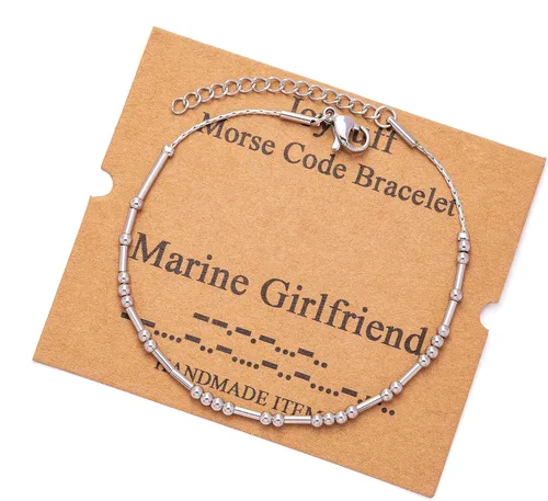 Vista 219 de JoycuFF Pulseras inspiradoras de código morse para mujeres, cuentas de plata, joyería con mantra de motivación, regalos para ella