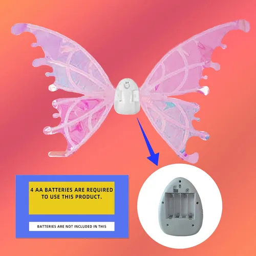 Vista 5 de AICARGER Alas de hadas para niñas, alas de hadas que brillan, iluminan alas de hada, brillantes como princesa en tu fiesta de cumpleaños o Halloween