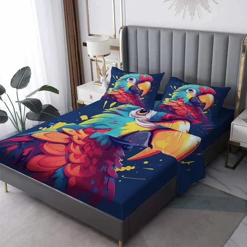 Vista 9 de Parrot Sheets - Juego de sábanas de tamaño individual, sábanas de microfibra suave y bolsillo profundo, sábanas y fundas de almohada estampadas sin