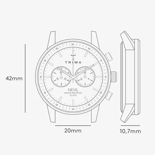 Vista 7 de TRIWA Nevil - Reloj minimalista para hombre, cronógrafo, 1.654in