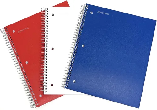 Vista 19 de Mintra Office Cuaderno con espiral duradero, 3 materias, azul pervinca (Arctic Ice), amarillo claro (Sun Yellow) y rosado claro (Spring Pink)