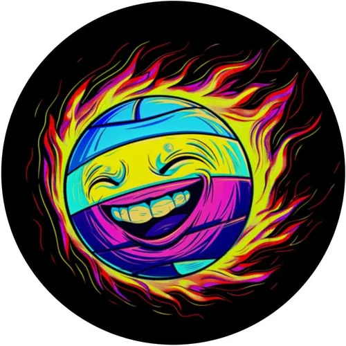 Vista 3 de Funny Streetwear synthwave 80s 90s volleyball face player PopSockets Adhesive PopGrip
