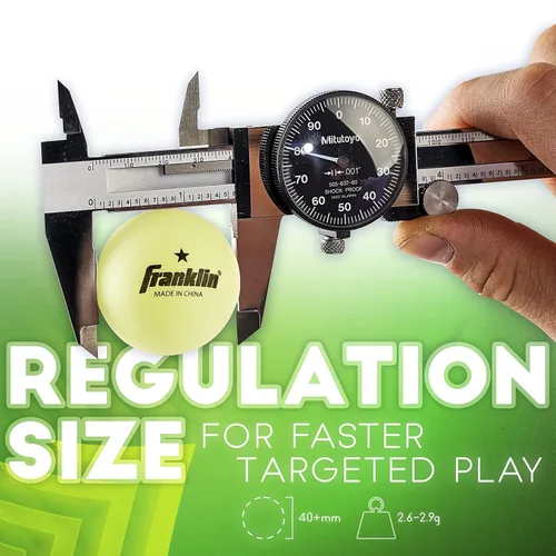 Vista 4 de Franklin Sports Pelotas de ping pong que brillan en la oscuridad, tamaño oficial + peso de 1.575 pulgadas, pelotas de ping pong de una estrella que