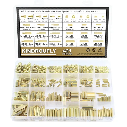 Vista 8 de Juego de 320 piezas M2 macho hembra hexagonales de latón separadores separadores tornillos tuercas Kit surtido de separadores de latón para placa