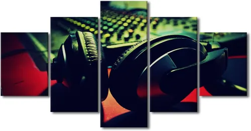 Vista 53 de Lienzo decorativo para pared, diseño de DJ Music Mixes the Track HD impreso en pinturas, 5 piezas de imágenes abstractas para sala de estar, obra