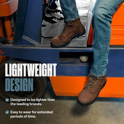 Vista 5 de EVERBOOTS - Botas de trabajo de cuero impermeables para hombre, modelo ultra seco, ligeras, botas de tobillo para construcción, techos, caza